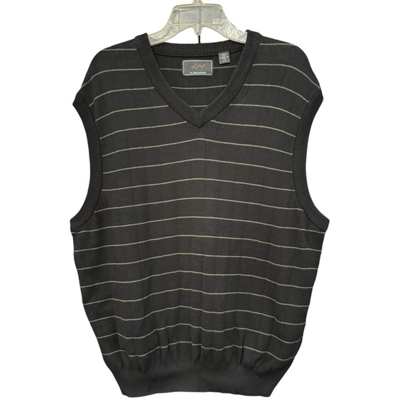 Greg Norman Black Sleeveless Sweater Vest Men’s Large Golf V-Neck Knit - Picture 1 of 4